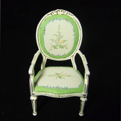 8046-01, White Armchair Hand-painted in 1" scale - Click Image to Close